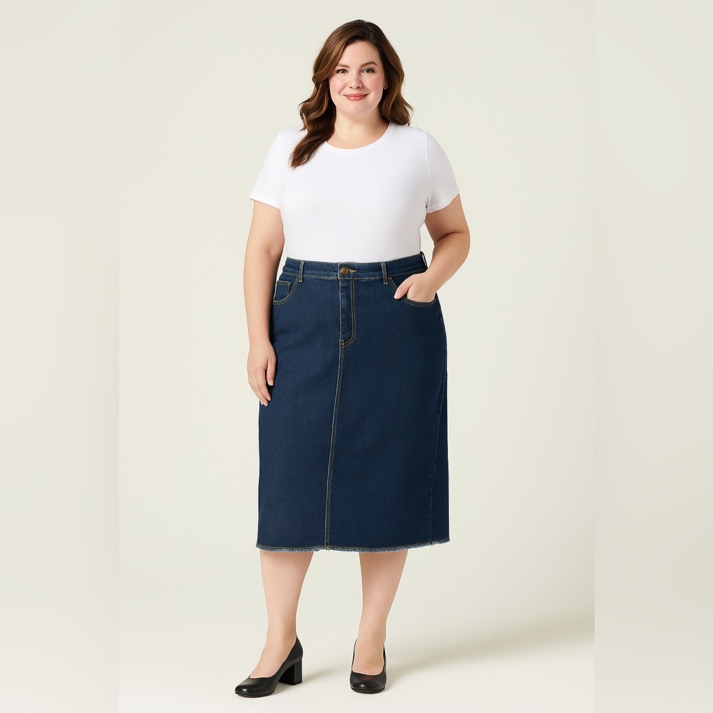 Denim button zip Y2K  Pencil Skirt , western vibes plus 20 classic